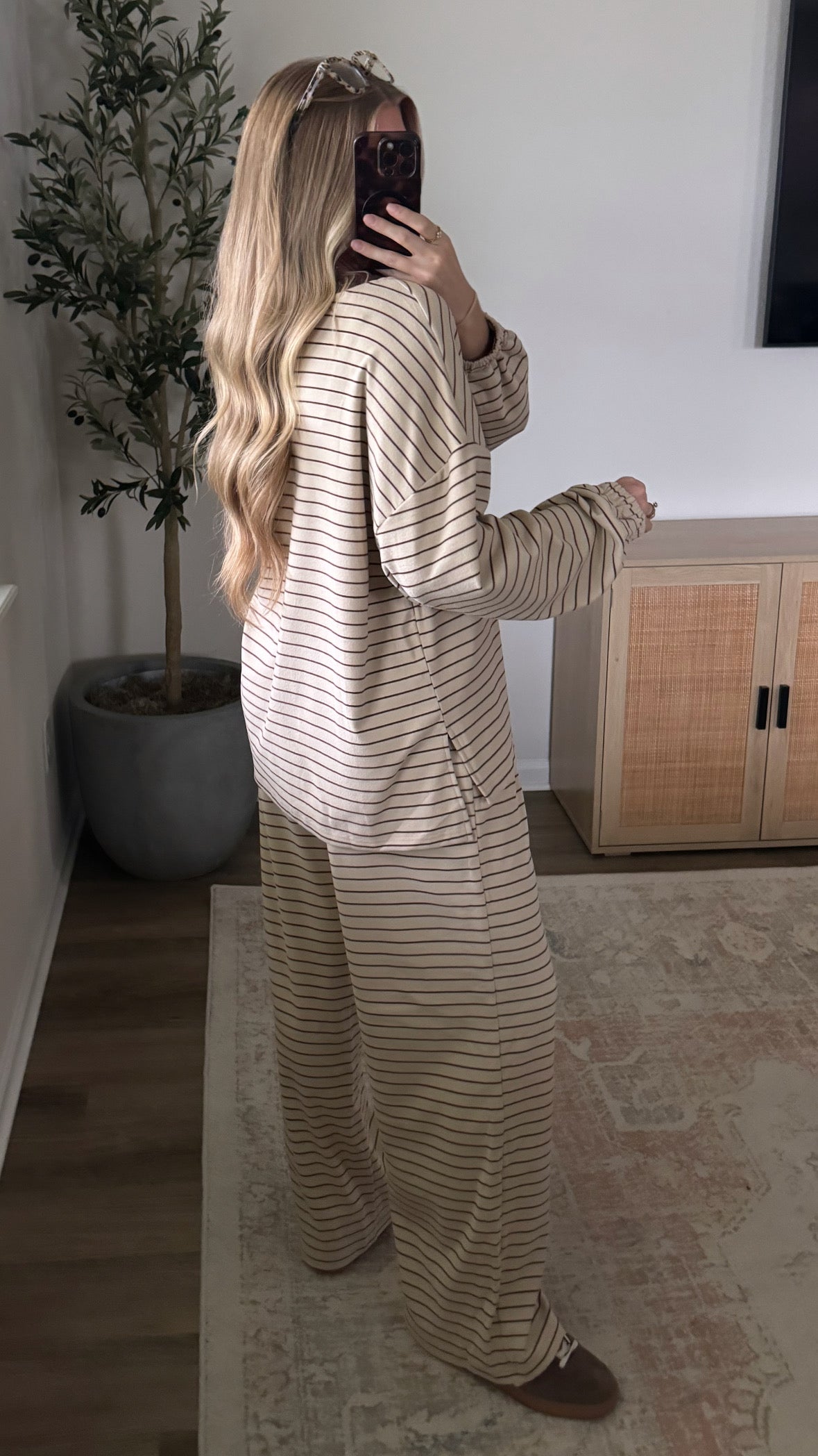 Emma Striped Set / Tan + Brown