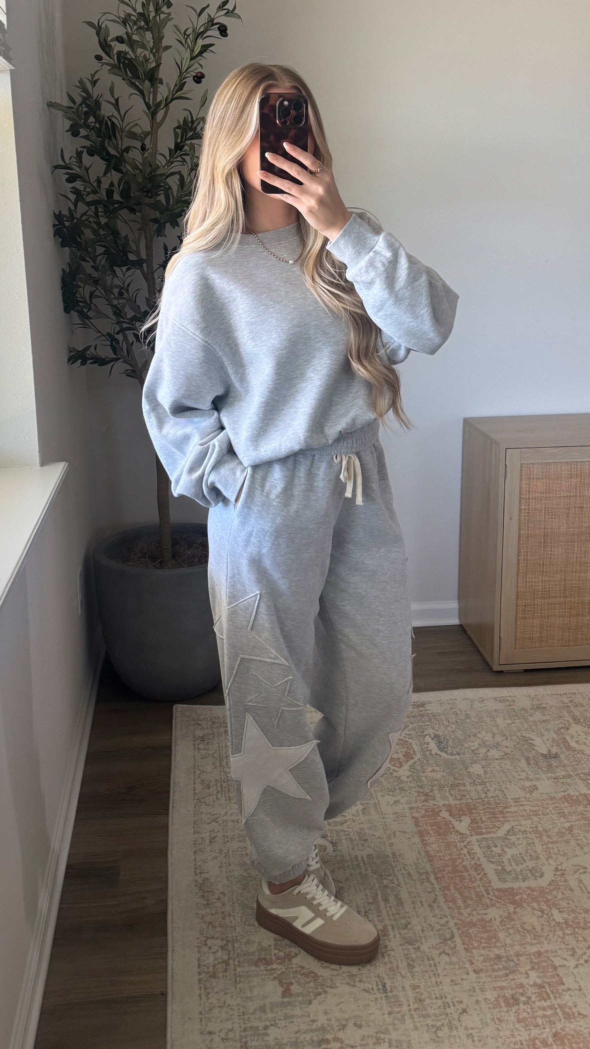 Patchwork Star Jogger Set / Grey