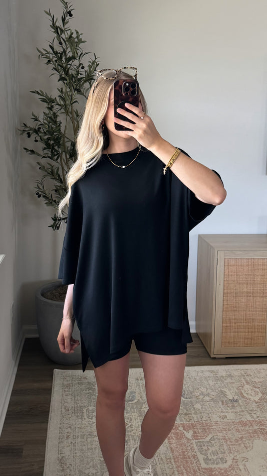 Oversized Biker Shorts Set / Black