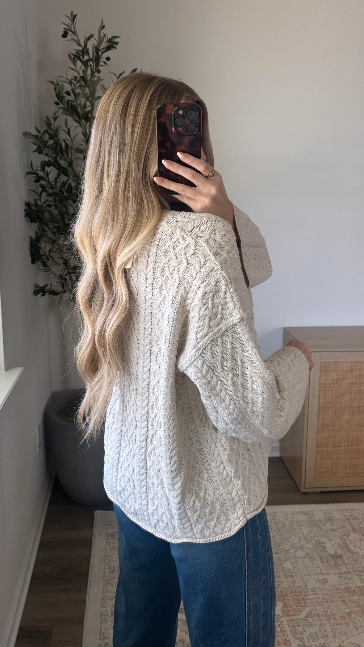 Blakely Cable Knit Cardigan / Cream