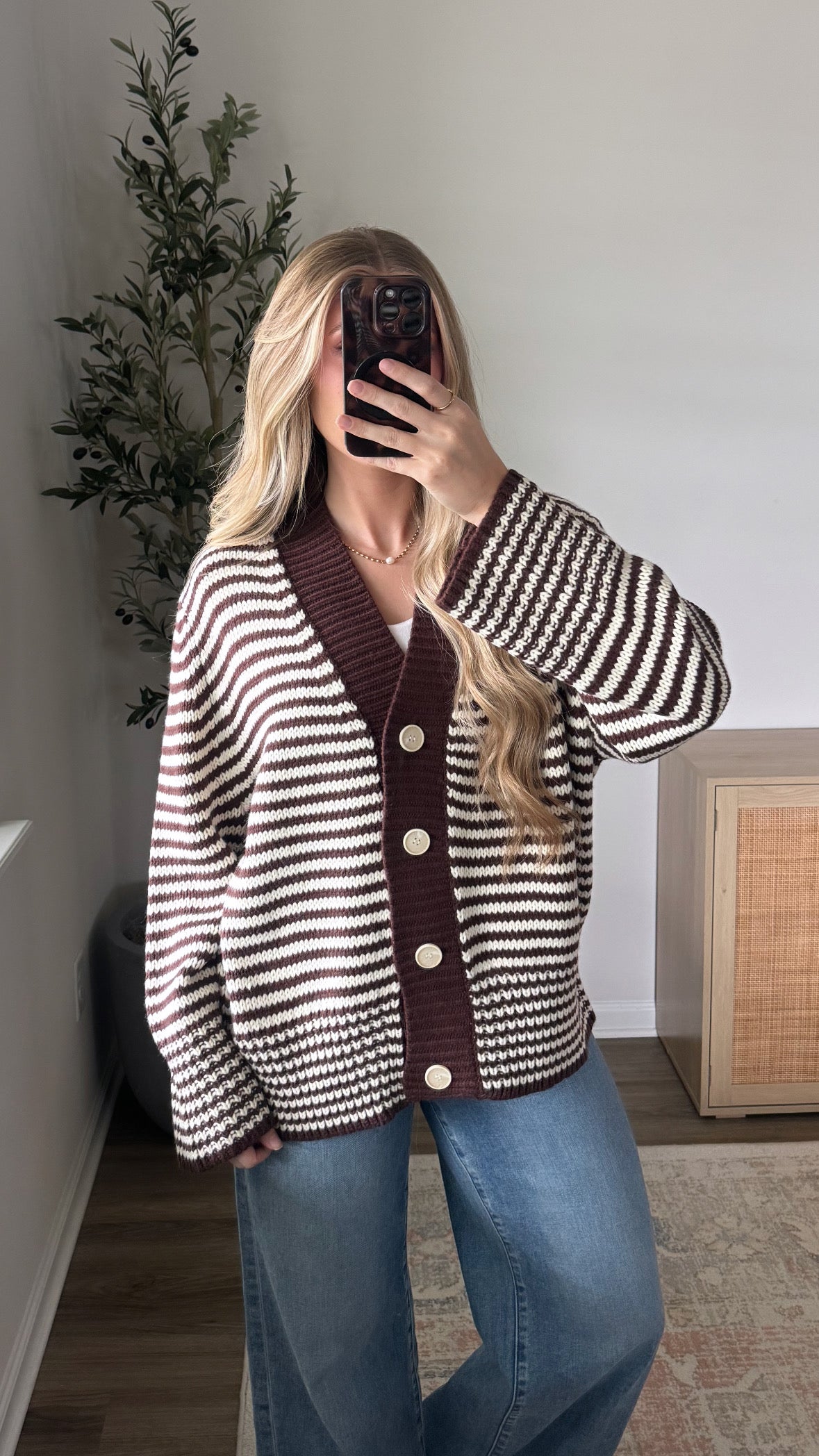 Blake Striped Cardigan / Brown