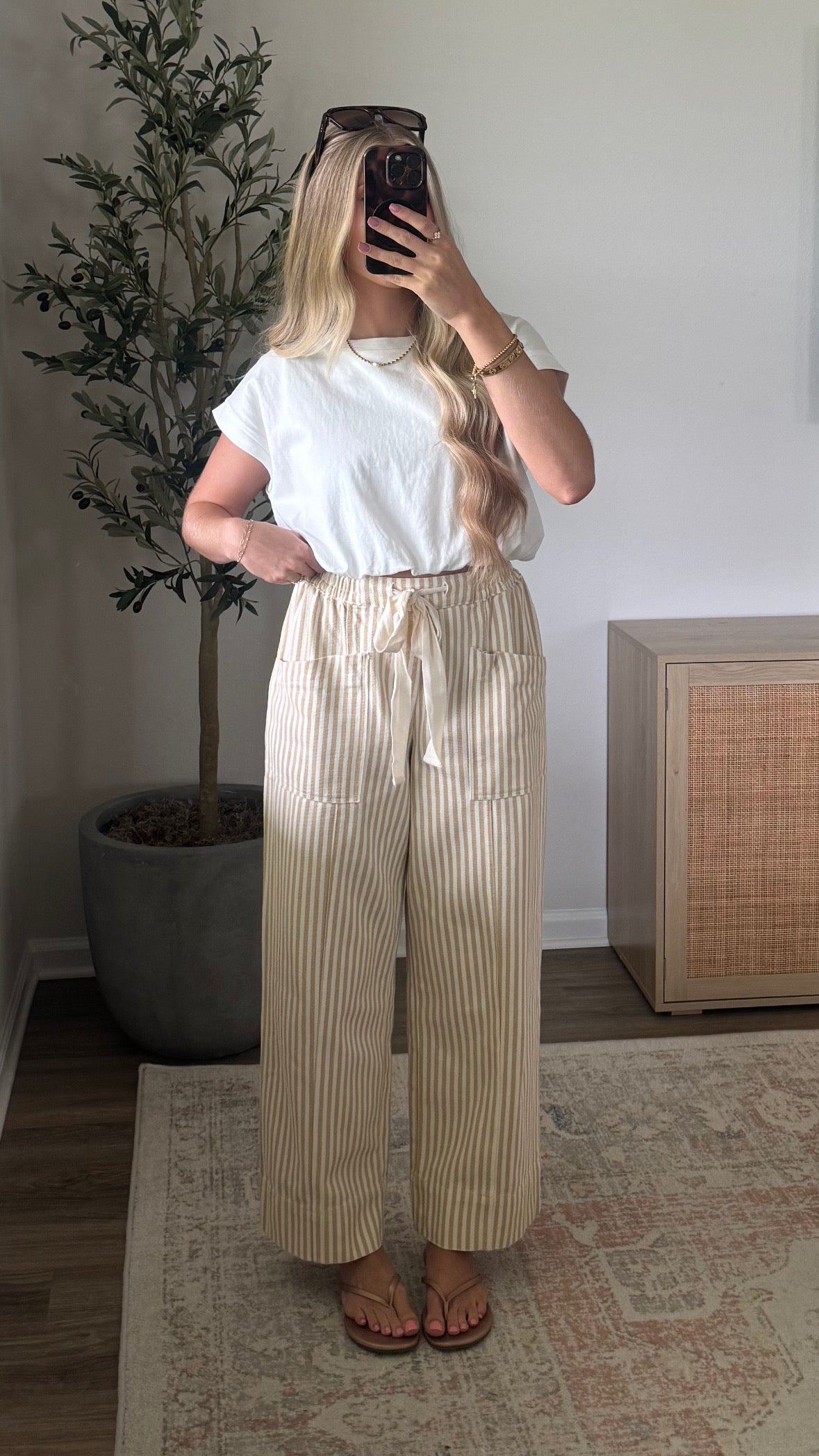 Vineyard Striped Pants / Natural