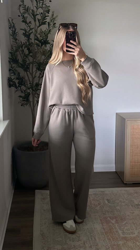 Carly Fleece Sweatpants Set / Stone