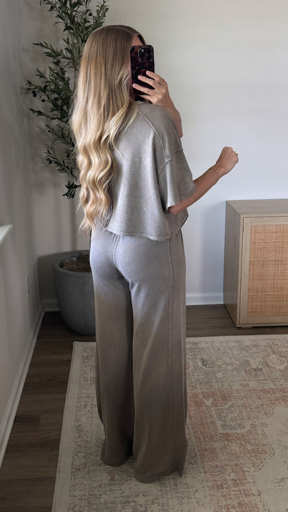 Daisy Wide Leg Pants Set / Mocha