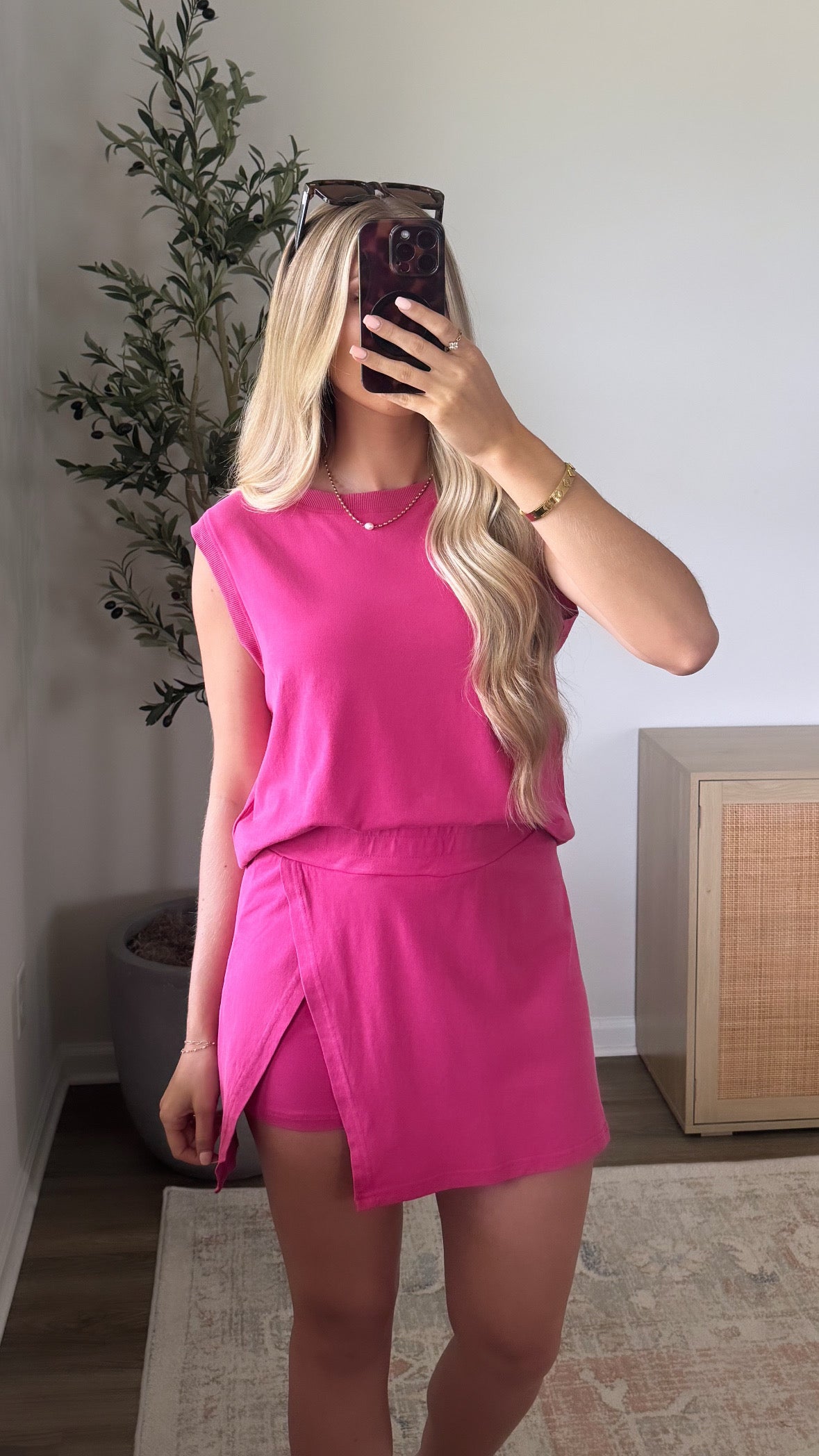 Kelsey Sleeveless Skort Set / Fushcia