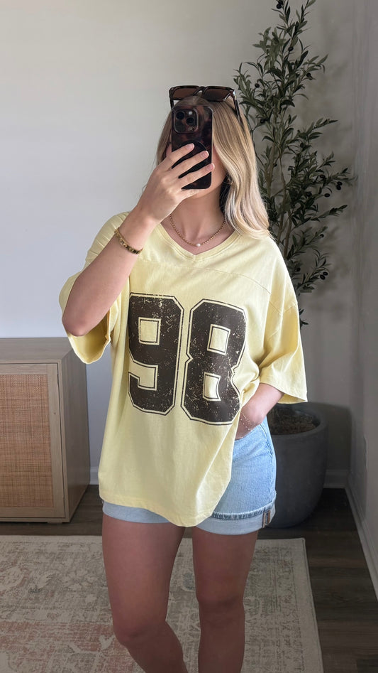 Varsity 98 Graphic Tee / Yellow + Brown