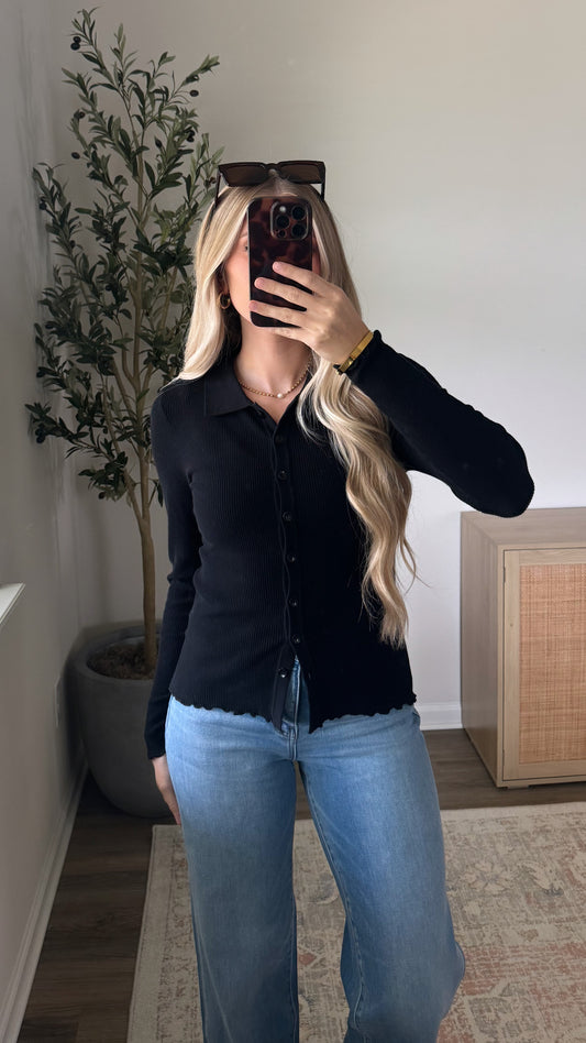 Maya Ribbed Top / Black