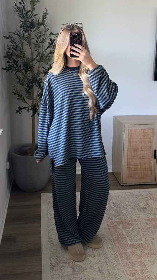 Lizzie Striped Set / Navy