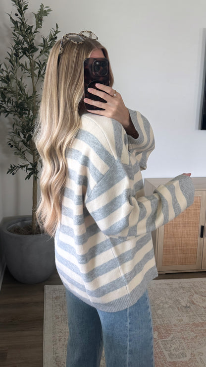 Meadow Striped Cardigan / Yellow + Grey