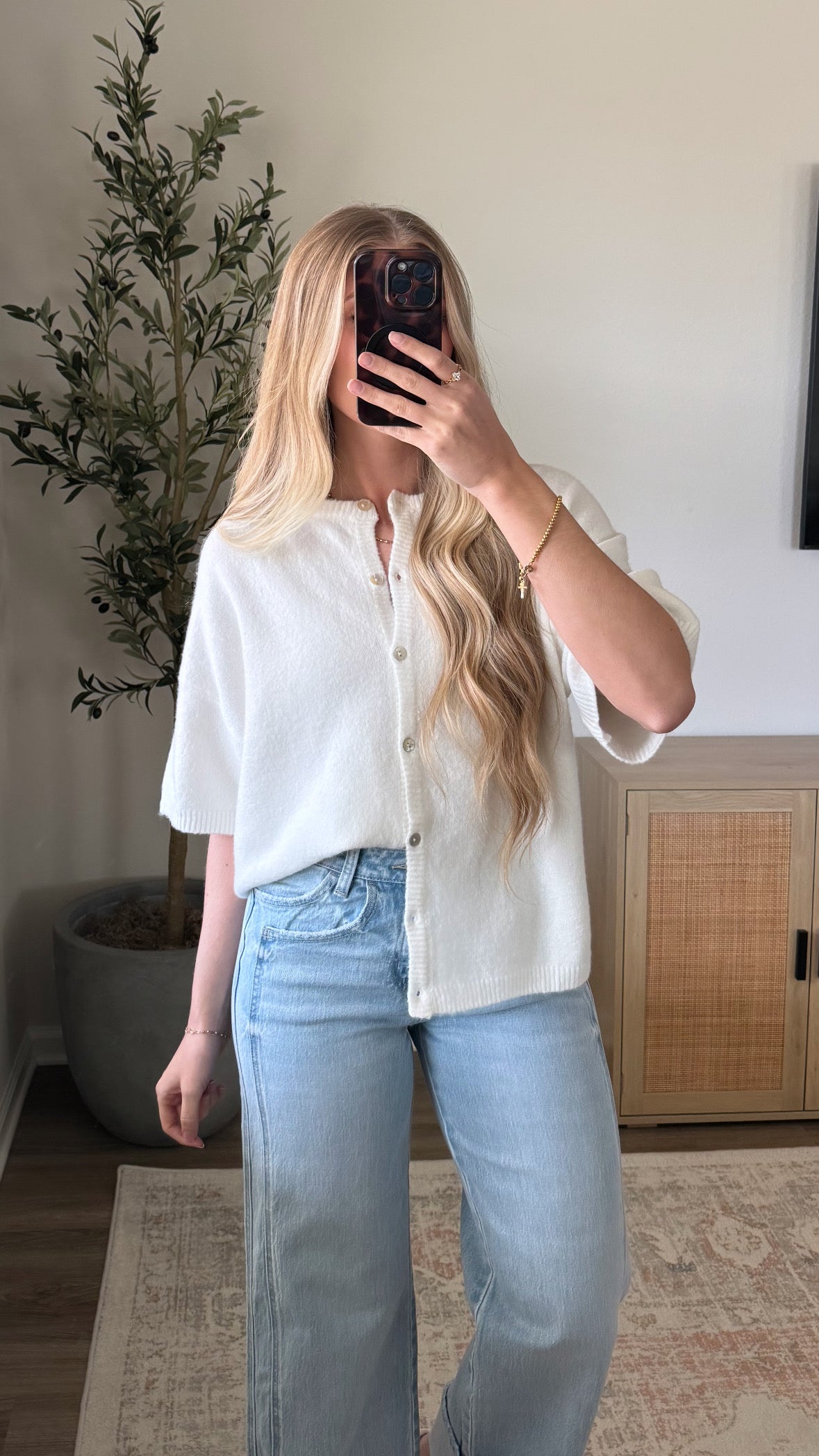 Short Sleeve Cardigan / Off-White