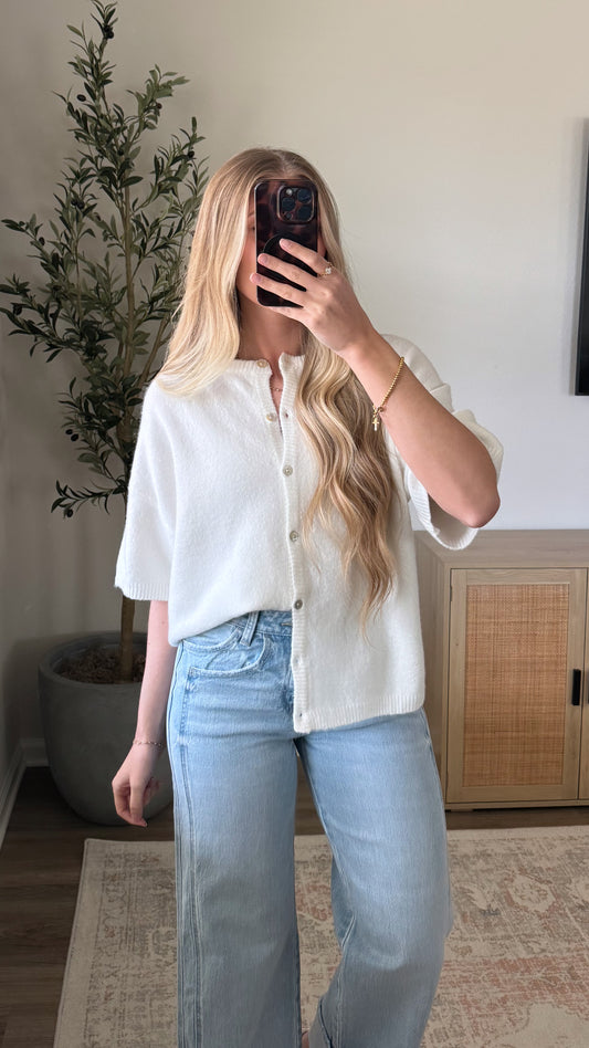 Short Sleeve Cardigan / Off-White