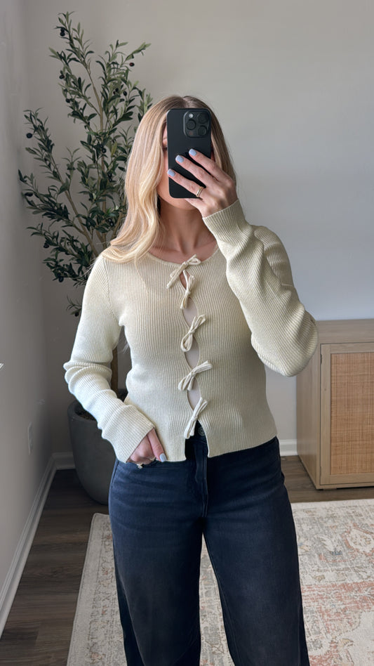Metallic Bow Top / Champagne