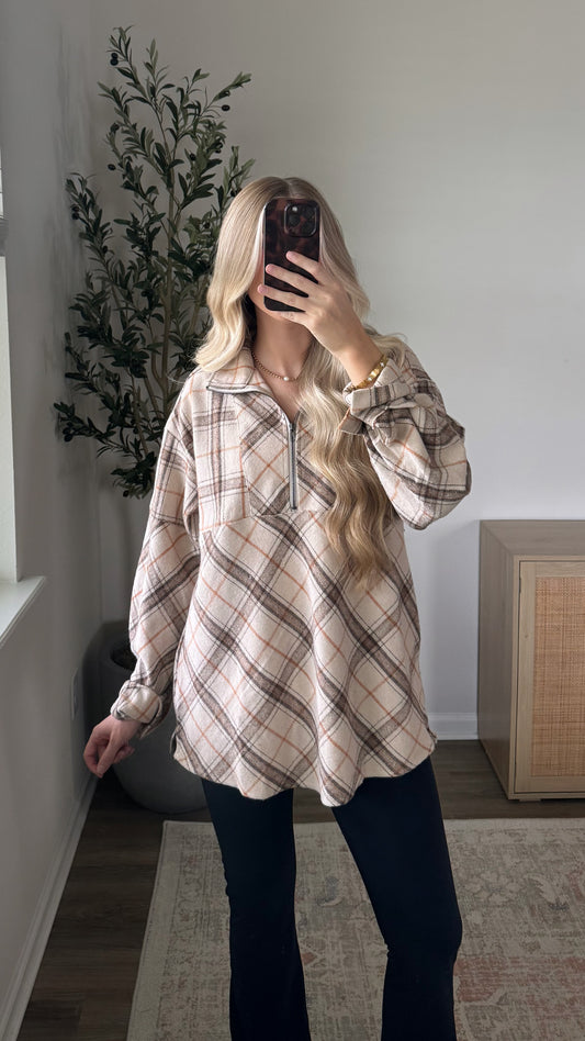 Festival Plaid Pullover / Latte