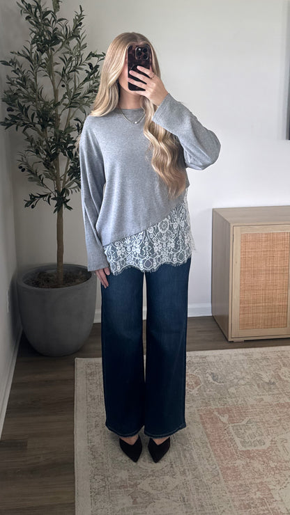 Lace Long Sleeve / Heather Grey