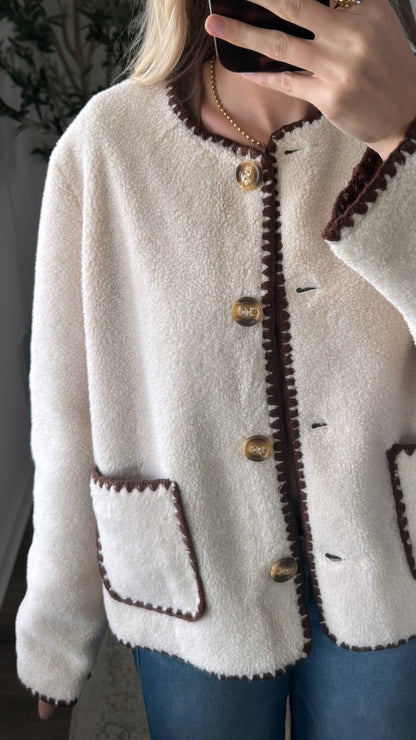 Contrast Sherpa Jacket / Cream