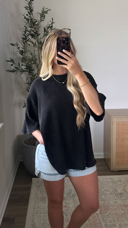 Lived In Waffle Tee / Black