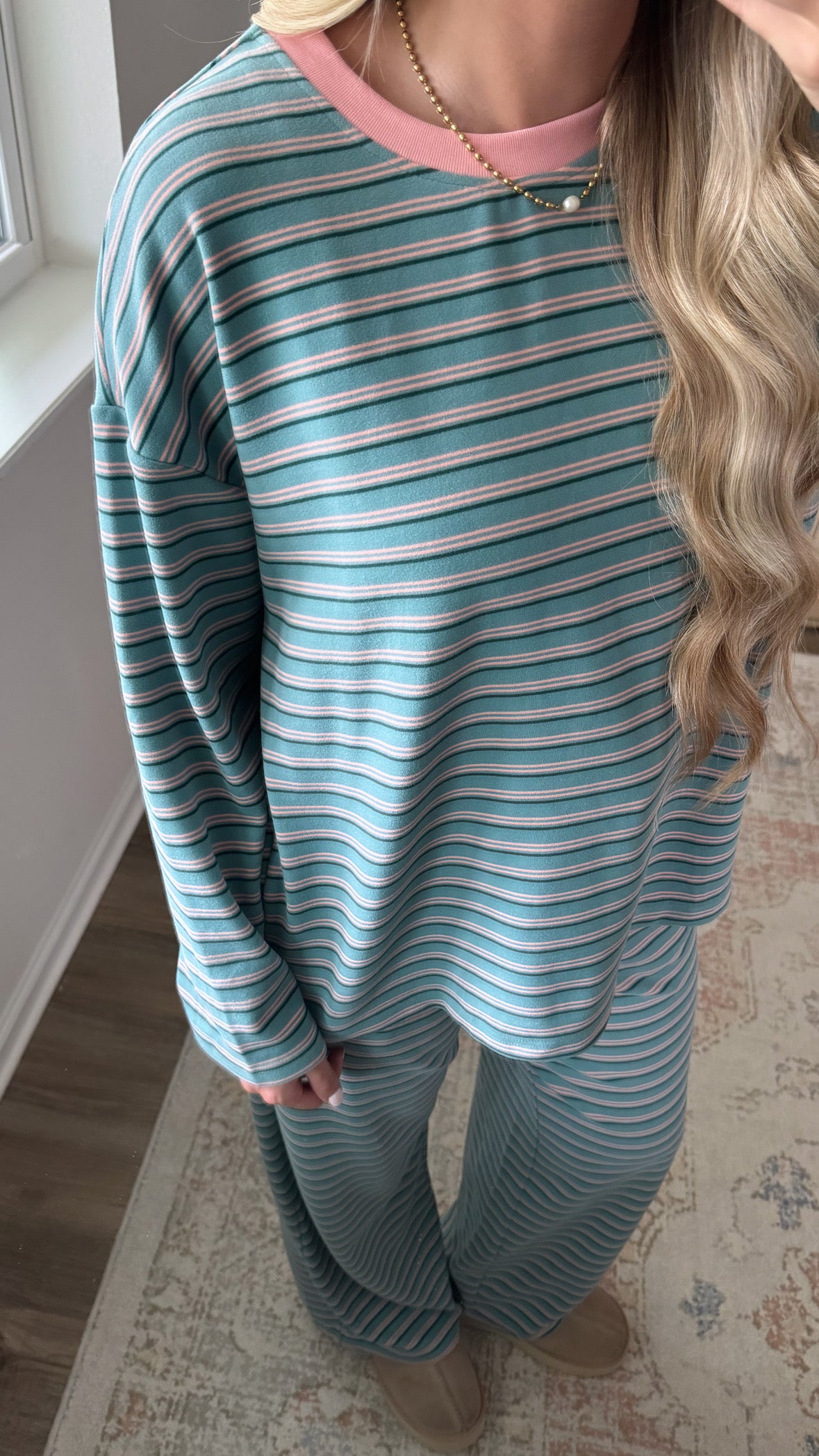 Bri Striped Set / Seafoam + Pink