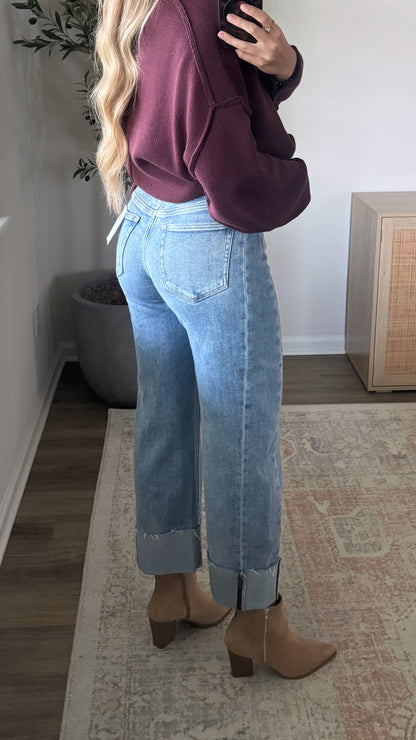 Ella Cuffed Barrel Denim / Lightwash