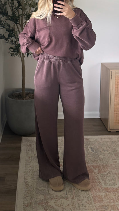 Brielle Wide Leg Pant / Dark Cherry