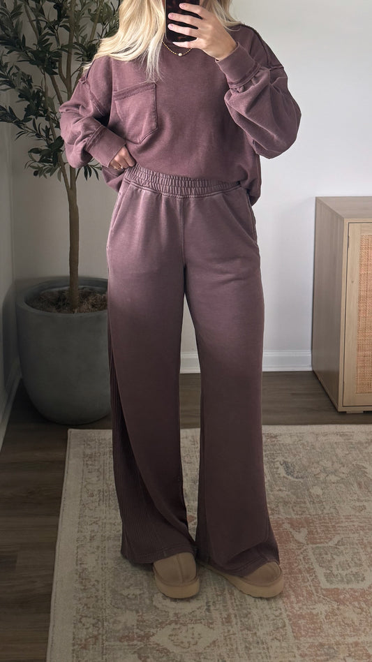 Brielle Wide Leg Pant / Dark Cherry