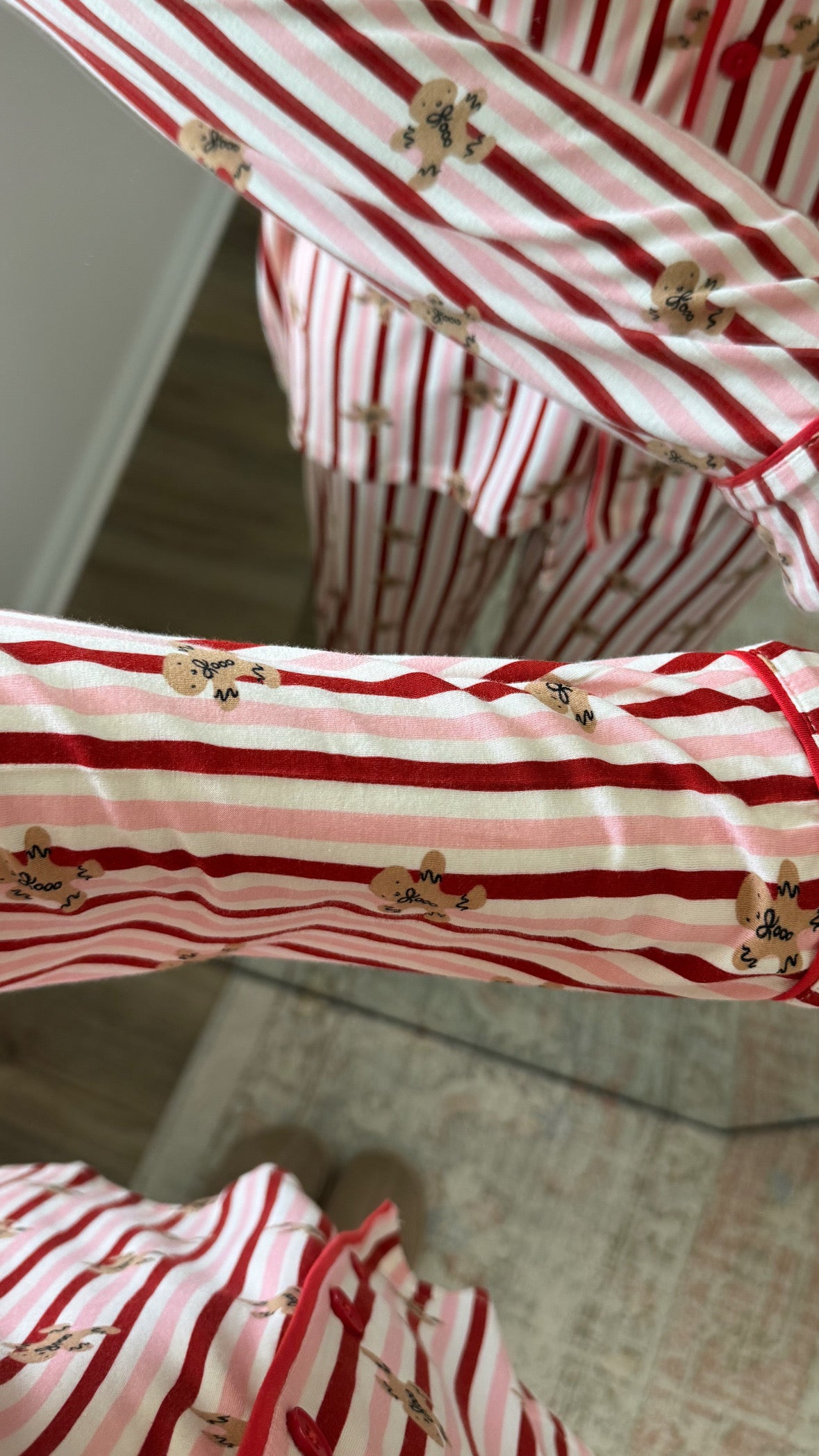 Gingerbread Lane Pajama Set / Pink + Red