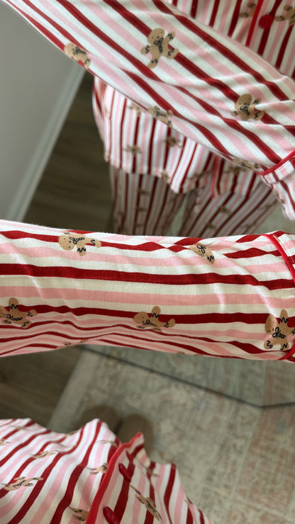Gingerbread Lane Pajama Set / Pink + Red