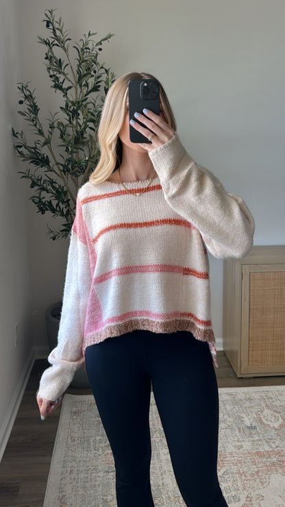 Ava Striped Sweater / Pink