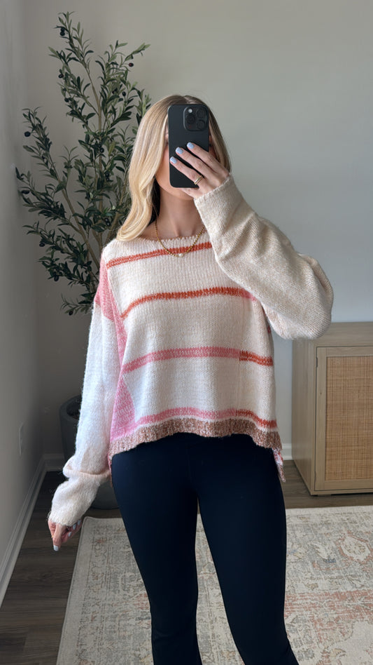 Ava Striped Sweater / Pink