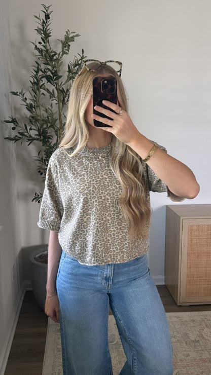 Leopard Short Sleeve Sweater