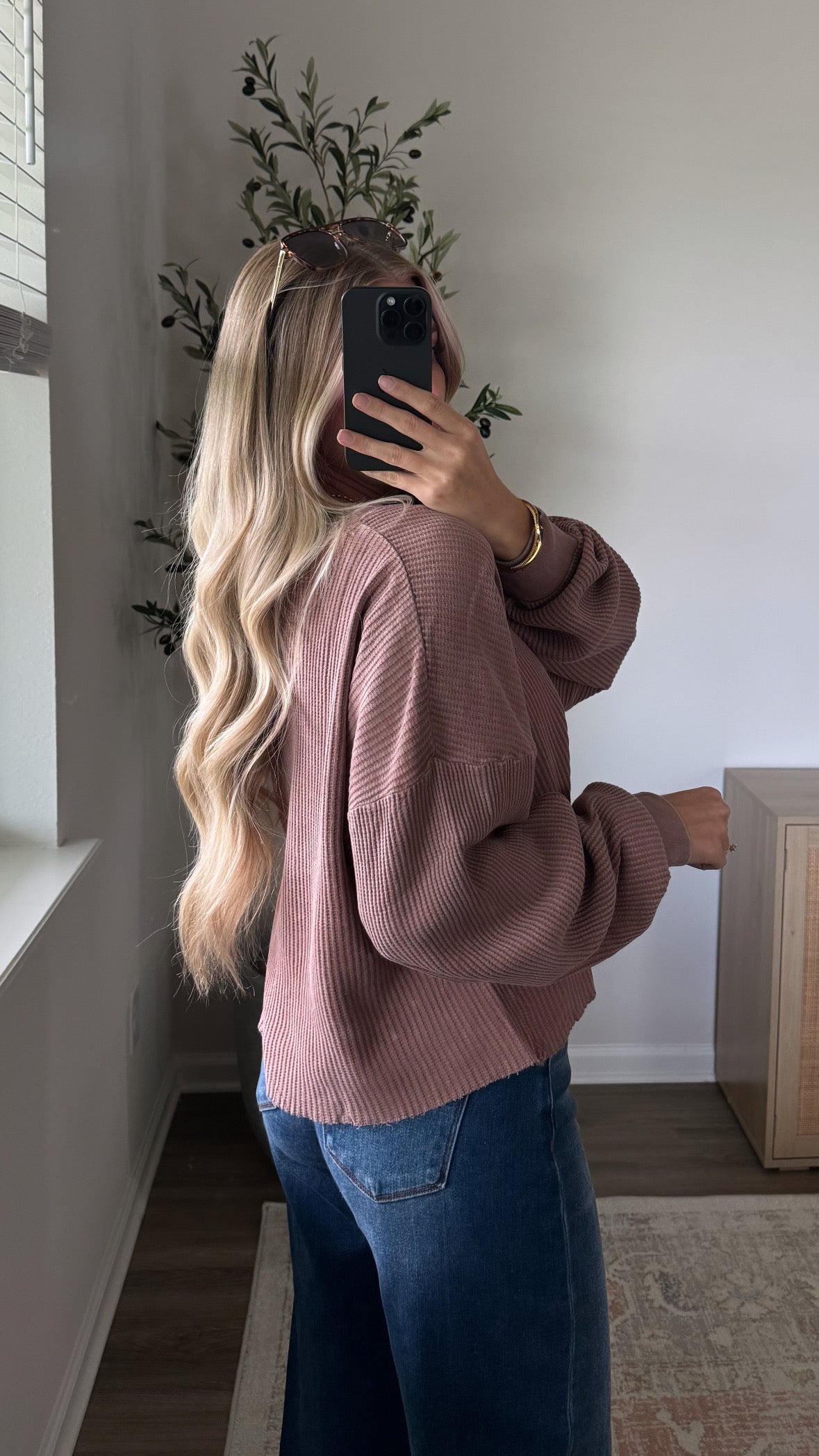 Hannah Waffle Top / Brown