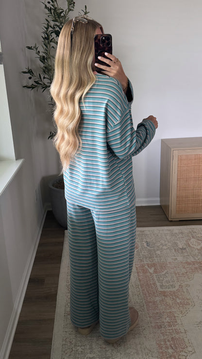 Bri Striped Set / Seafoam + Pink