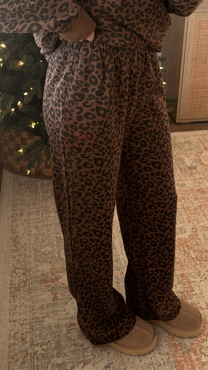 Leopard Sweat Set / Embroidered Bow