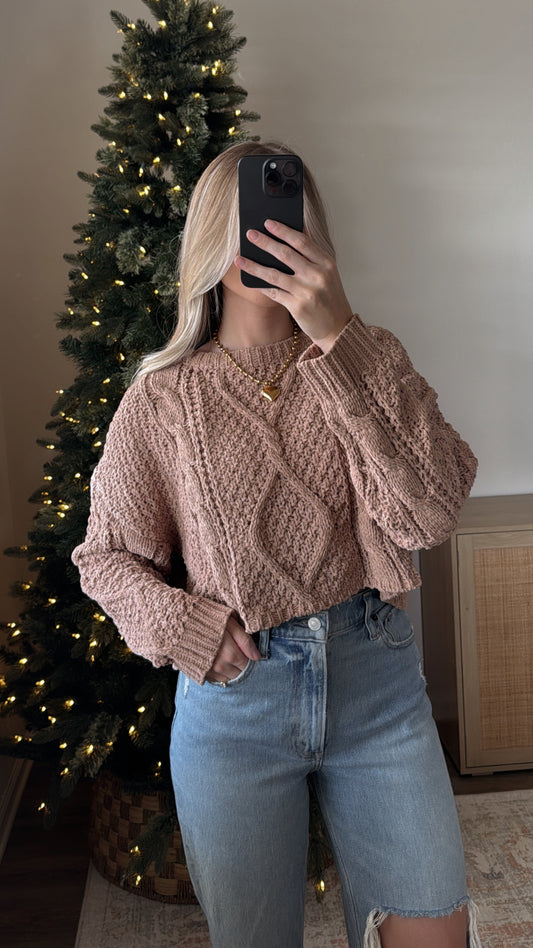 Cora Cropped Sweater / Tan