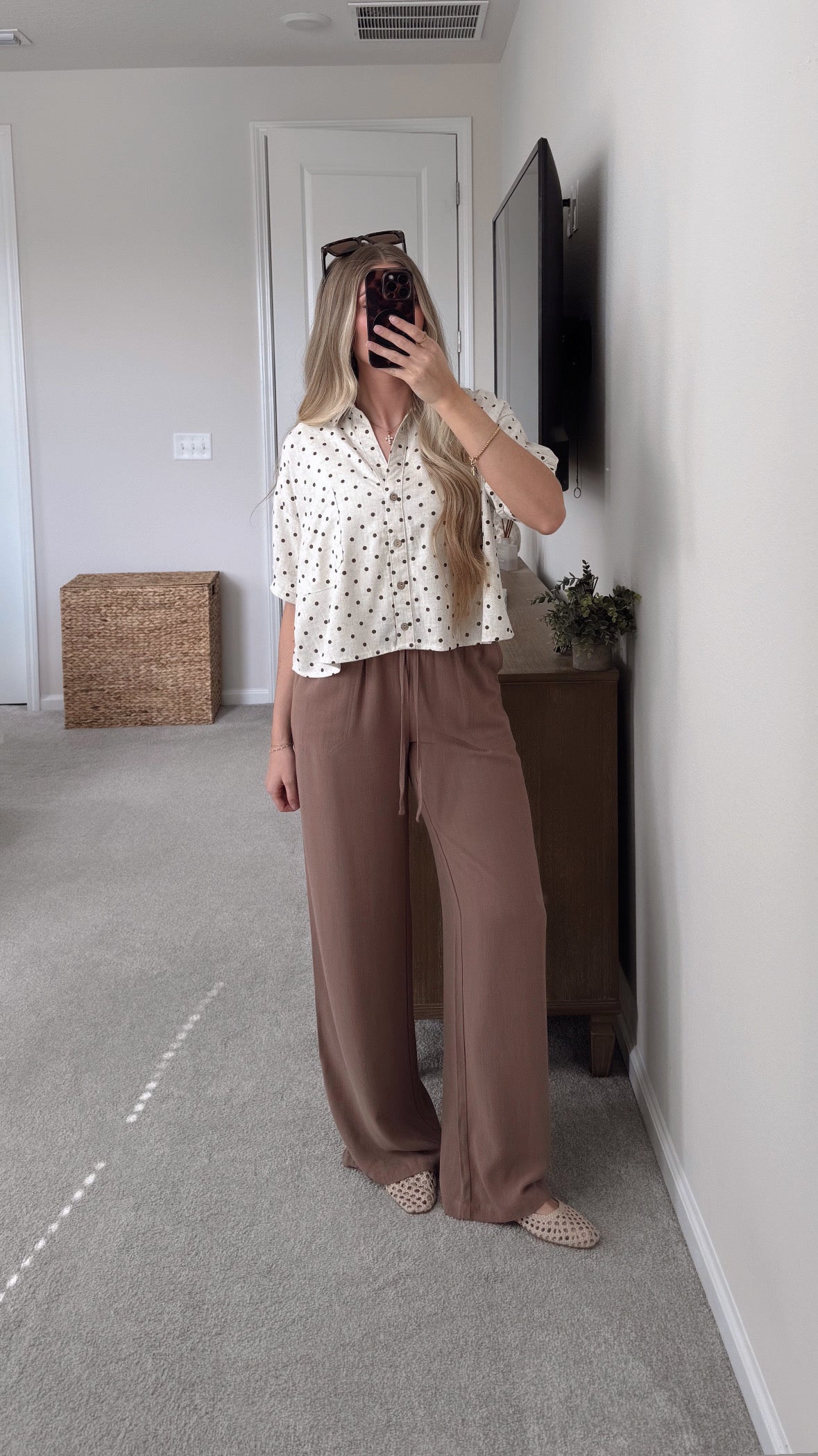 Linen Blend Pant / Brown