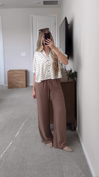 Linen Blend Pant / Brown