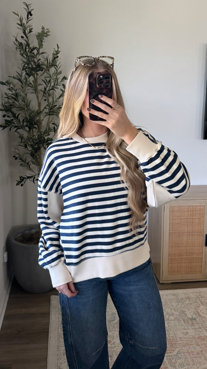 Sloane Striped Pullover / Navy