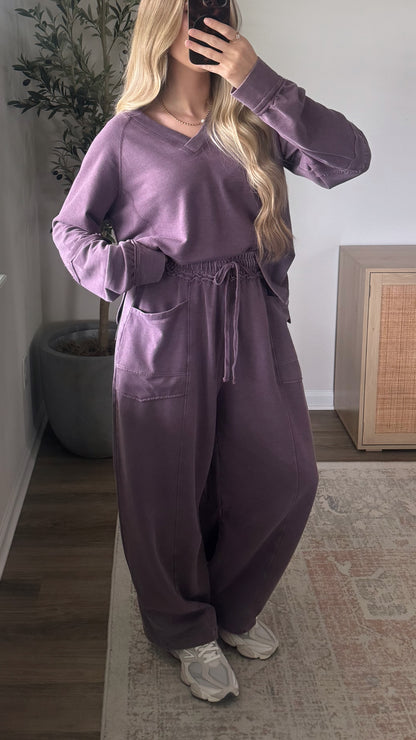 Brooke Barrel Sweatpants Set / Dark Cherry