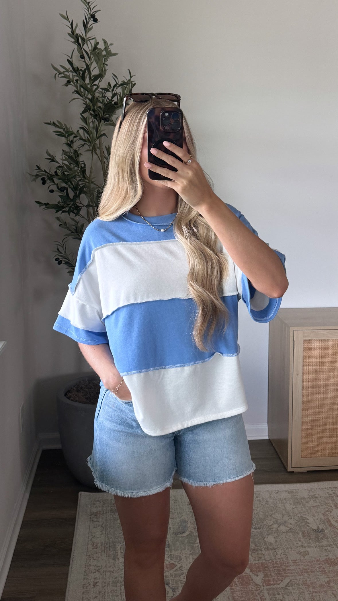 Oversized Colorblock Tee / Blue
