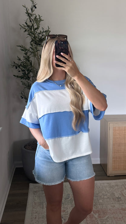 Oversized Colorblock Tee / Blue