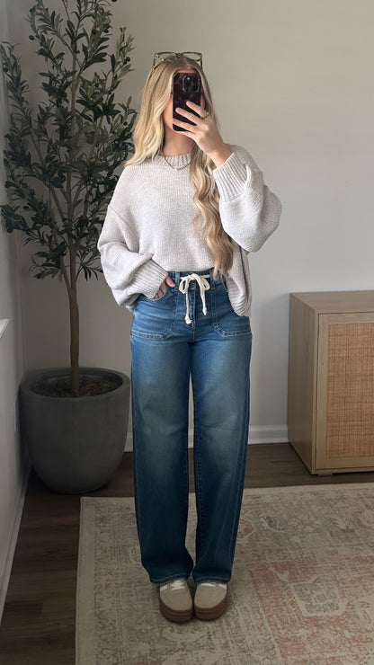 PREORDER (10/24) - Jayla Knit Sweater / Light Grey