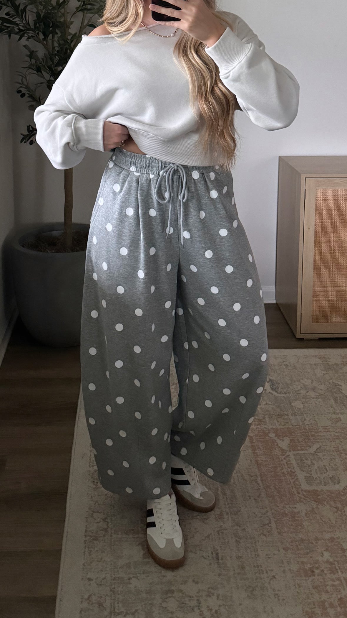 Polka Dot Barrel Sweats / Grey