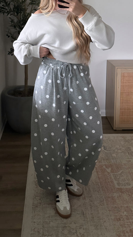 Polka Dot Barrel Sweats / Grey