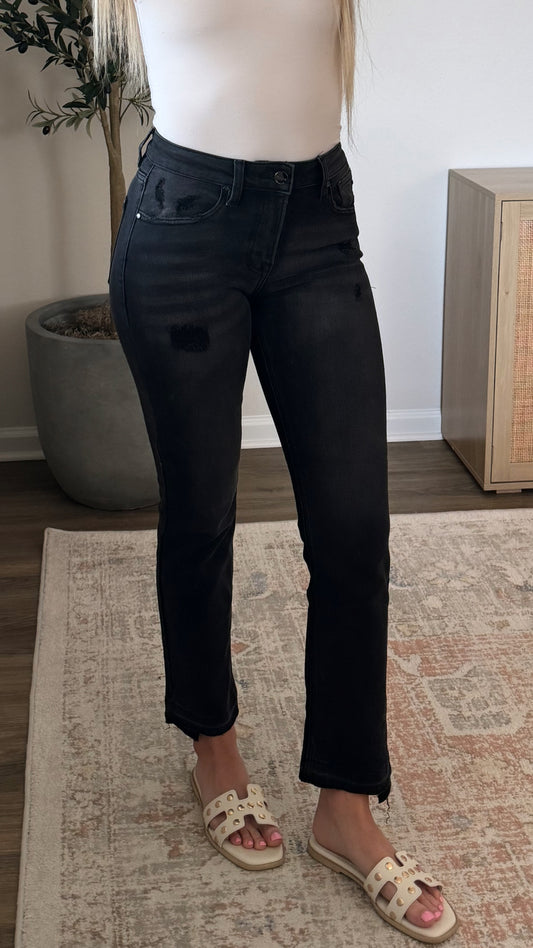 Mid Rise Denim / Washed Black
