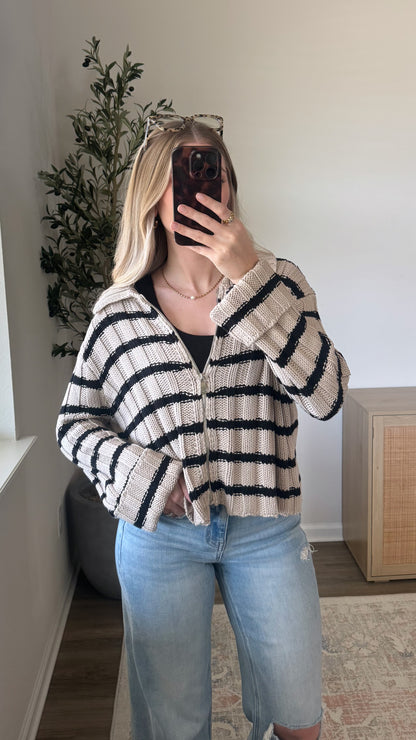 Kyla Striped Zip-Up