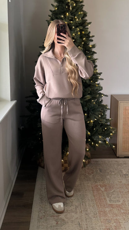 Scuba Quarter Zip Lounge Set / Cocoa