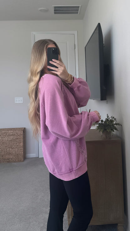 Lace Detail Pullover / Orchid