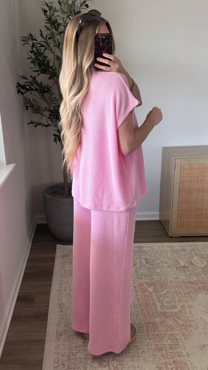 Ribbed Mockneck Set / Light Pink