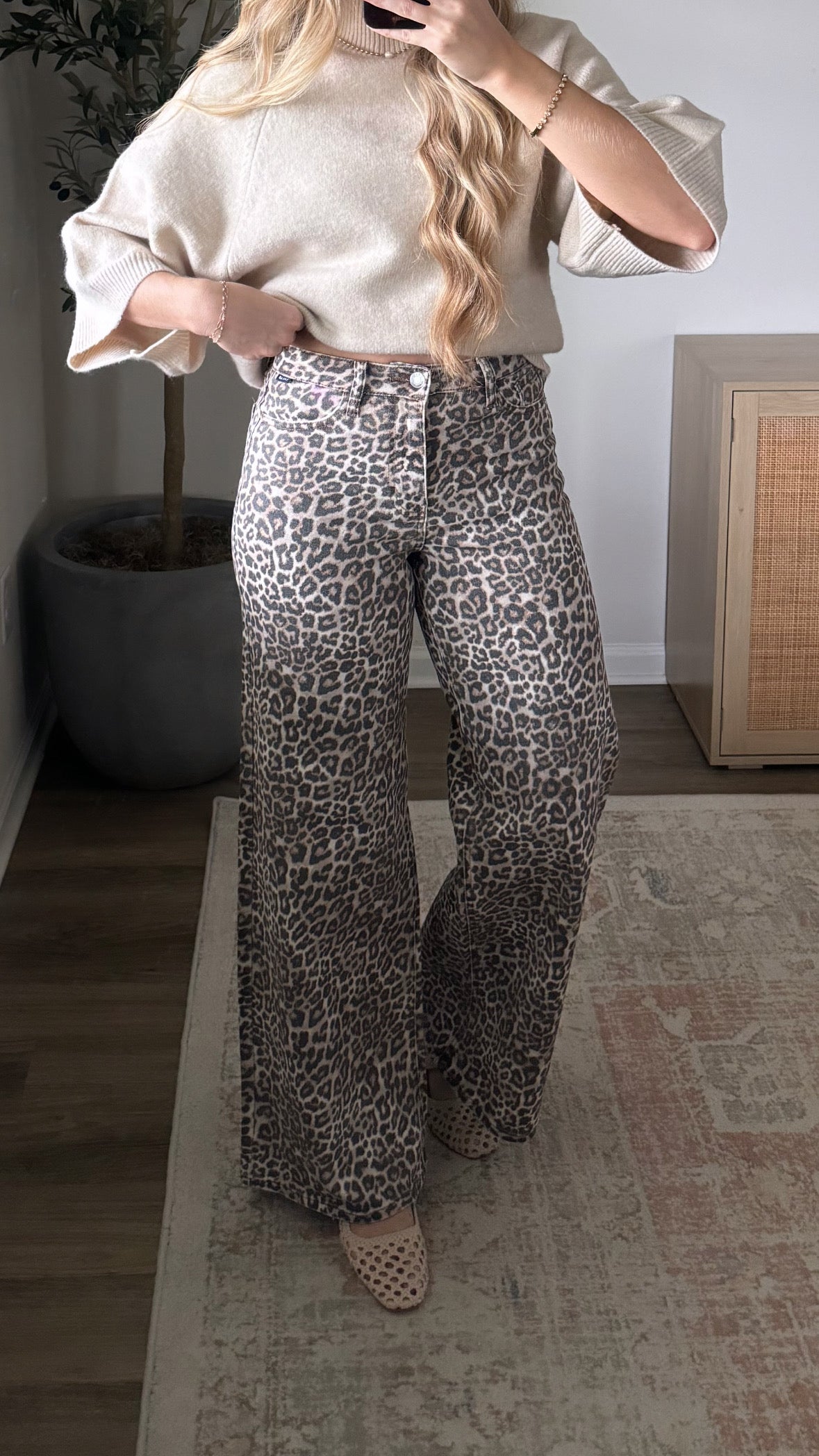 Leopard Wide Leg Jeans