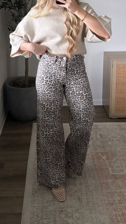 Leopard Wide Leg Jeans