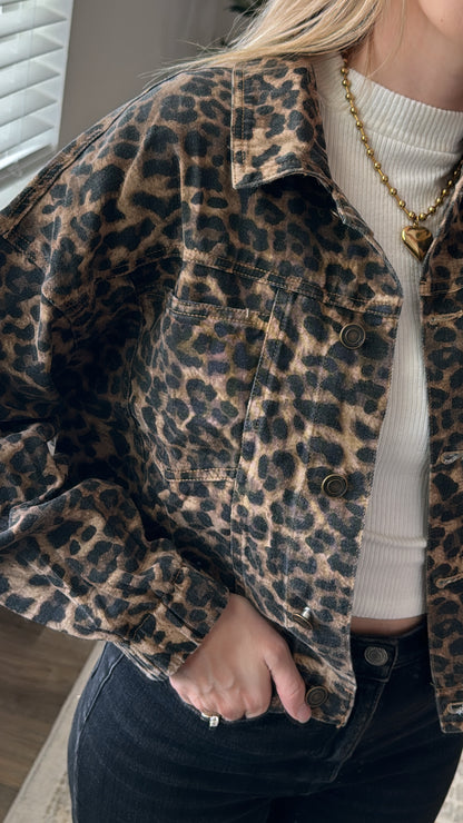 Leopard Denim Jacket